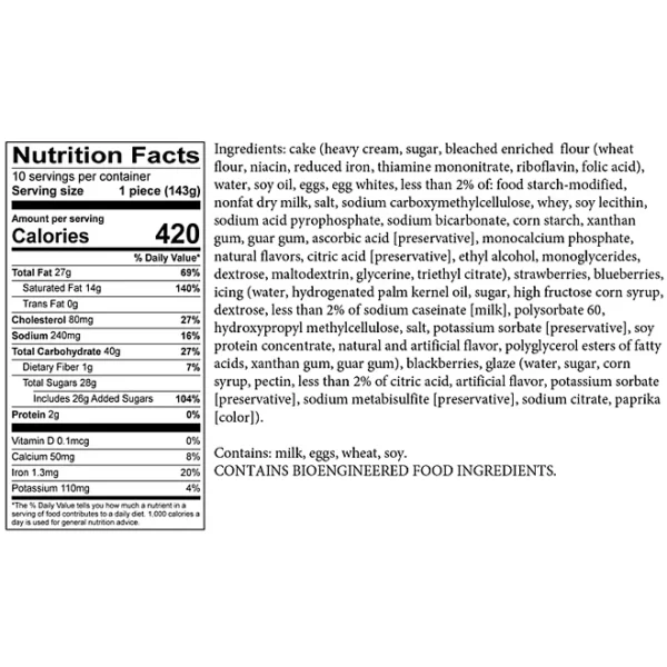 Member's Mark Sweet Fruit Topped Chantilly Cream Bar Cake, 46 oz. - Imagen 2