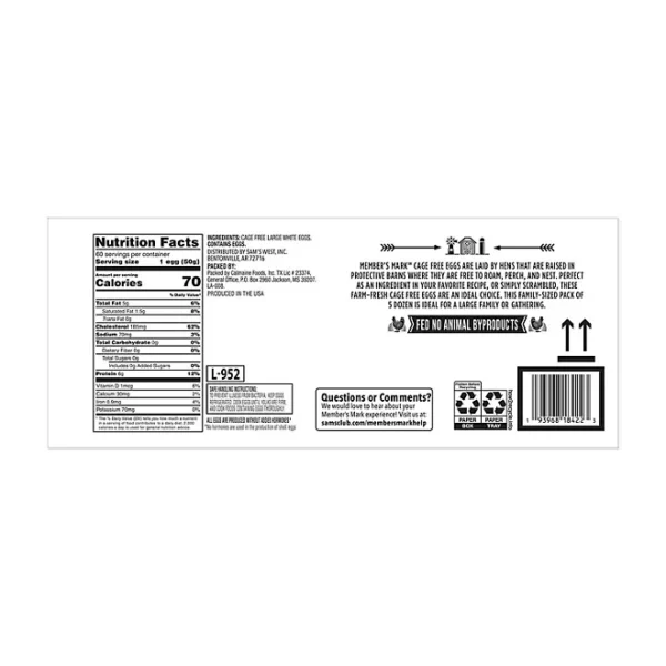 Member's Mark Cage Free Grade AA Large White Eggs, 5 dozen - Imagen 2