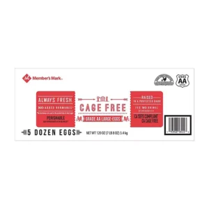 Member's Mark Cage Free Grade AA Large White Eggs, 5 dozen