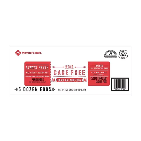 Member's Mark Cage Free Grade AA Large White Eggs, 5 dozen