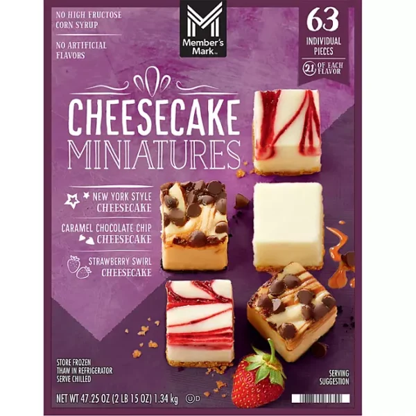 Member's Mark 1"x1" Cheesecake Minis, Variety Pack, 63 ct.