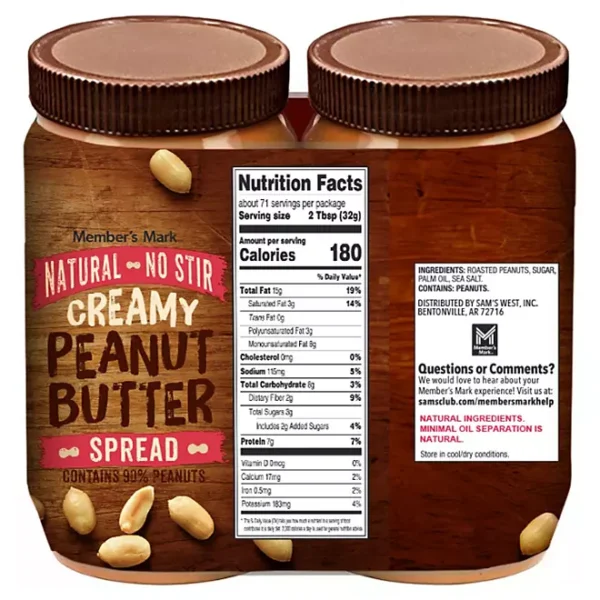 Member's Mark Natural Creamy Peanut Butter, 40 oz., 2 pk. - Imagen 2