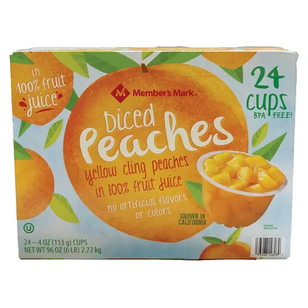 Member's Mark Diced Peach Cups, 4 oz., 24 ct.