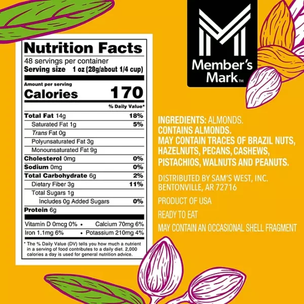 Member's Mark Natural Whole Almonds, 3 lbs. - Image 2