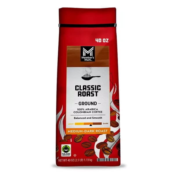 Member's Mark Colombian Classic Medium-Dark Roast Ground Coffee, 40 oz.