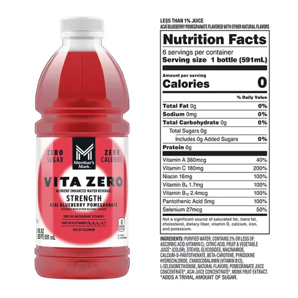 Member's Mark Vita Zero Water Variety Pack 20 fl. oz., 24 pk. - Image 2