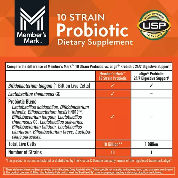 Member's Mark 10 Strain Probiotic Capsules, 84 ct. - Image 3