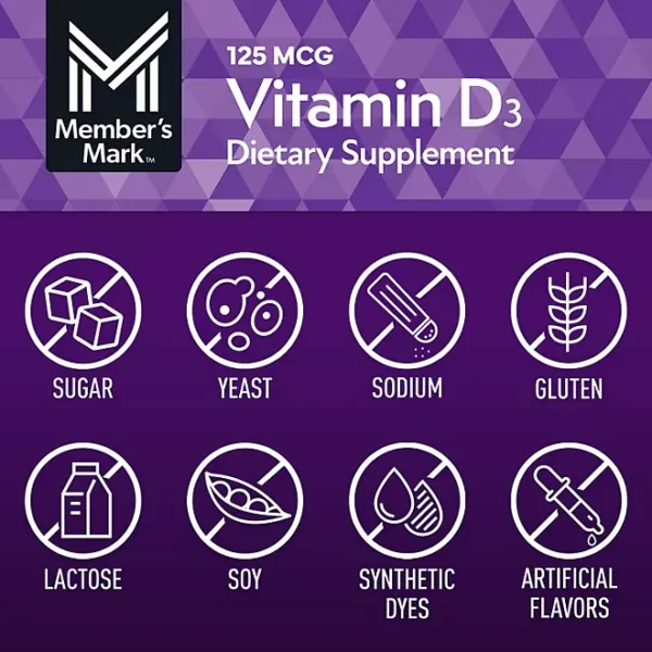 Member's Mark Vitamin D3 Softgels, 125 mcg, 400 ct. - Image 3