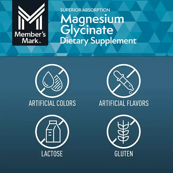 Member's Mark Magnesium Glycinate with L-Theanine Tablets, 180 ct. - Image 3