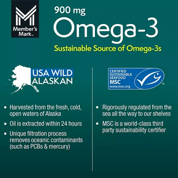 Member's Mark 900 mg Omega-3 from Fish Oil Softgels, 150 ct. - Image 2