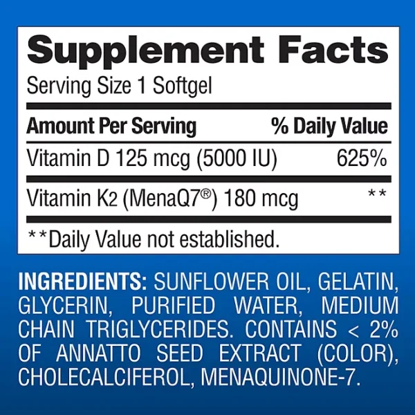 Member's Mark Vitamin K2 + D3 Softgels, 150 ct. - Imagen 2