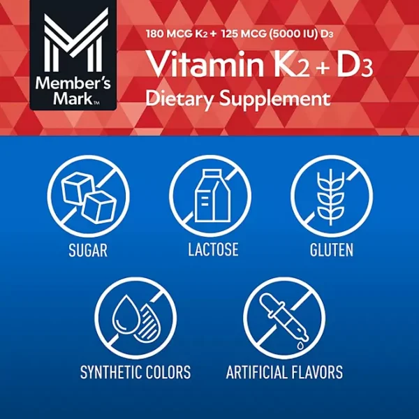 Member's Mark Vitamin K2 + D3 Softgels, 150 ct. - Imagen 3