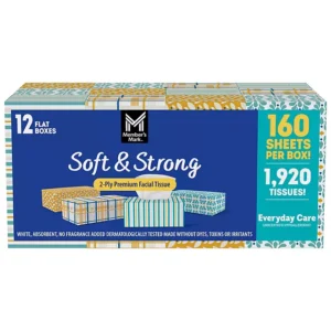 Member’s Mark Soft & Strong 2-Ply Premium Facial Tissues 12 Flat Boxes, 160 tissues/box