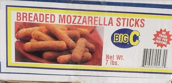Frozen Big C - Breaded Thick Mozzarella Sticks - 7lb Box