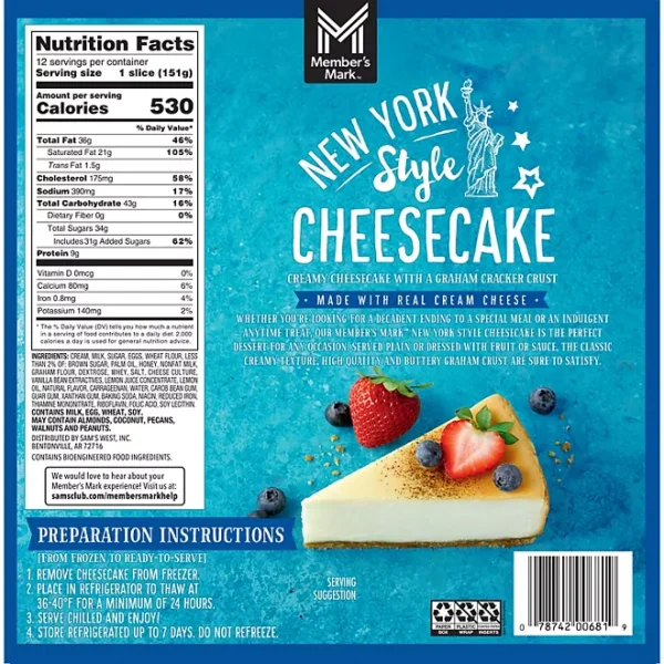 Member's Mark 9" New York Style Cheesecake, Frozen, 12 slices - Imagen 2