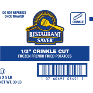 Frozen Restaurant Saver French Fries, 1/2" Crinkle Cut - 30 lbs