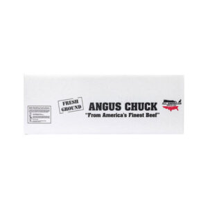 Fresh Ground Angus Beef Chuck, Fine Grind, 80/20. Average unit weight: 10lb